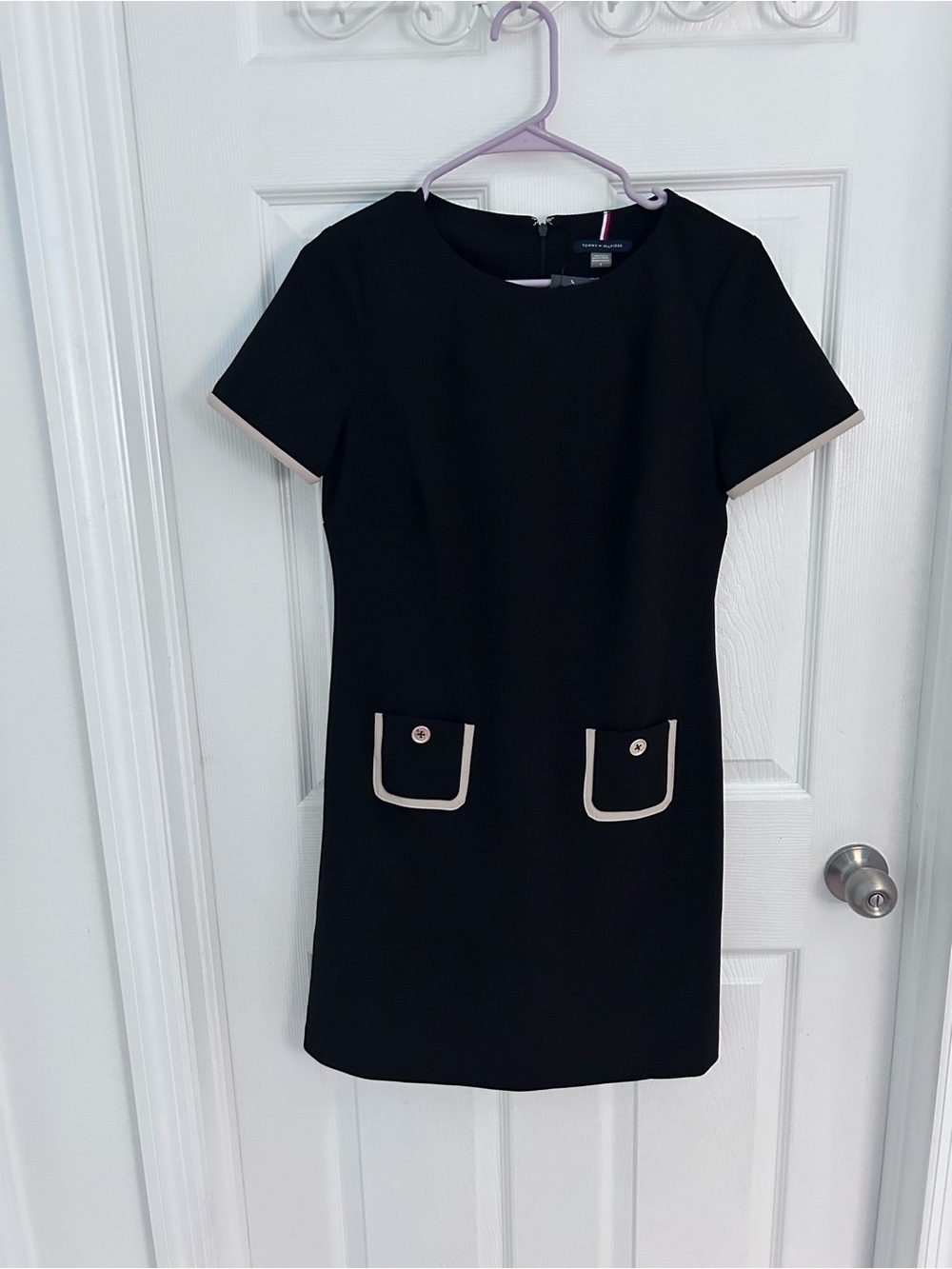 Tommy Hilfiger Black Dress with Cream Trim. Size Small NWT